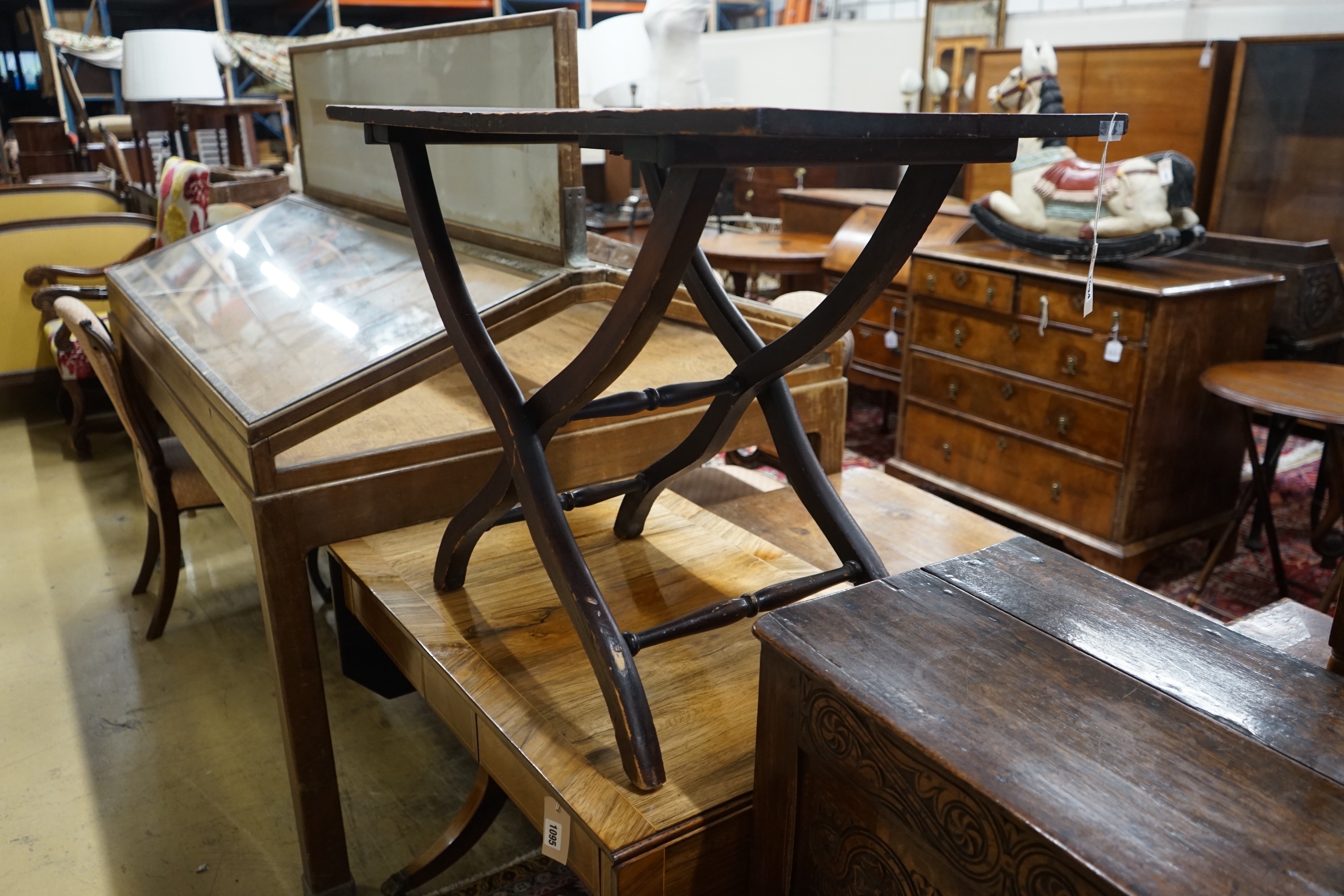 A Victorian provincial pine coaching table, length 94cm, depth 49cm, height 68cm